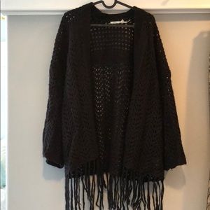 Black sweater kimono